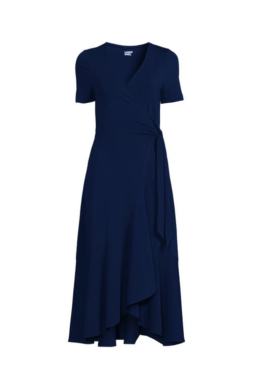 LANDS' END LANDS' END COTTON MODAL VNECK WRAP MINI DRESS