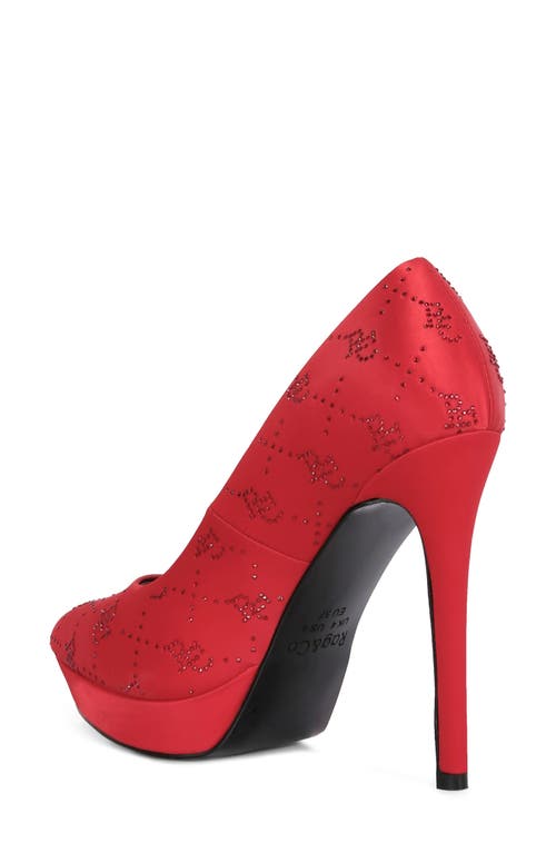 Rag & Co Ballard Red Monogram Satin Stiletto Pumps In Red