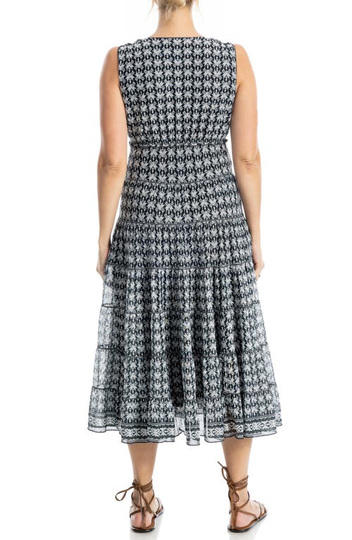 Max Studio V-neck Sleeveless Mesh Midi Dress In Gray