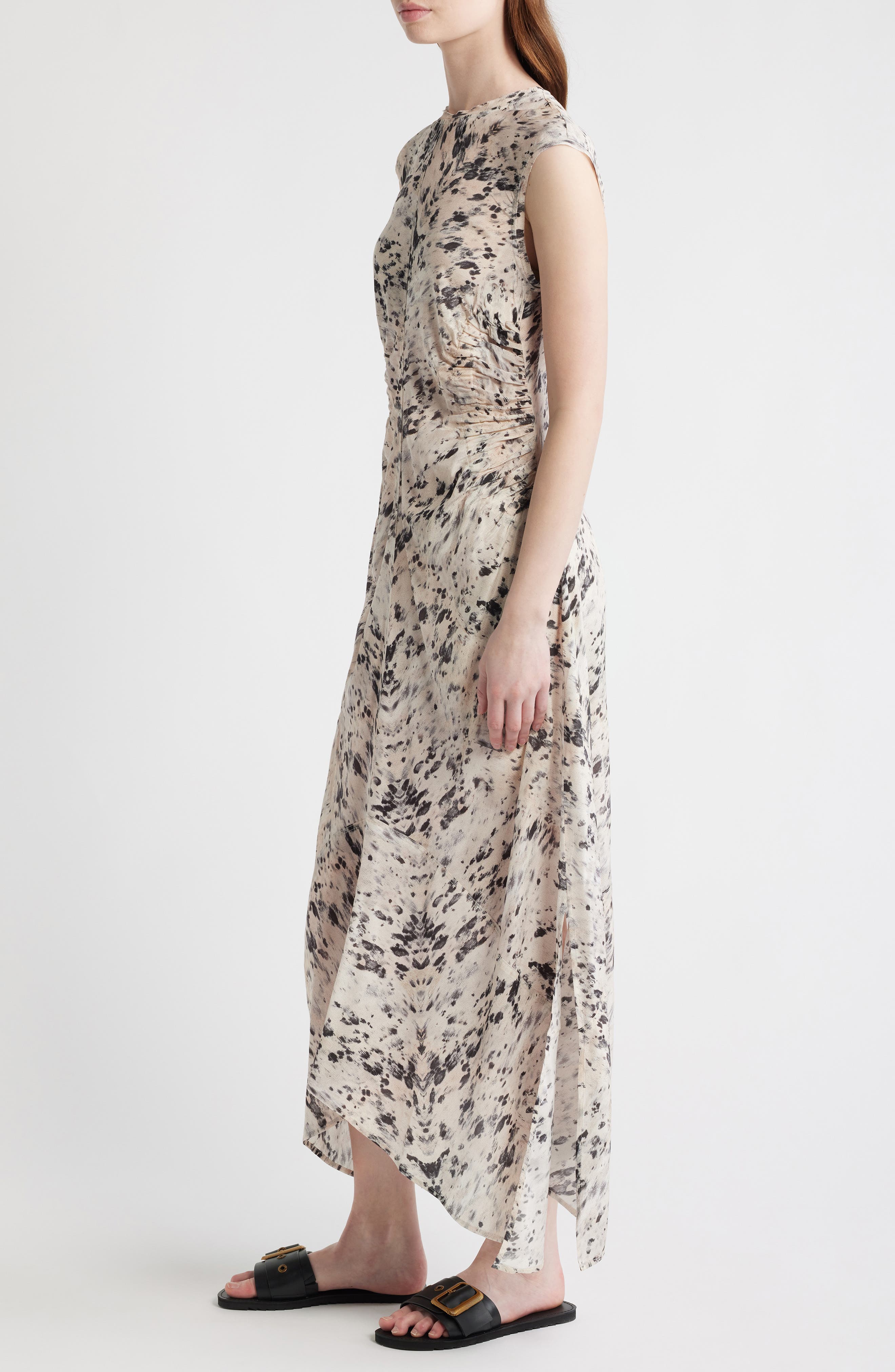 AllSaints Noor Abstract Print Ruched Dress (Women) | Nordstromrack