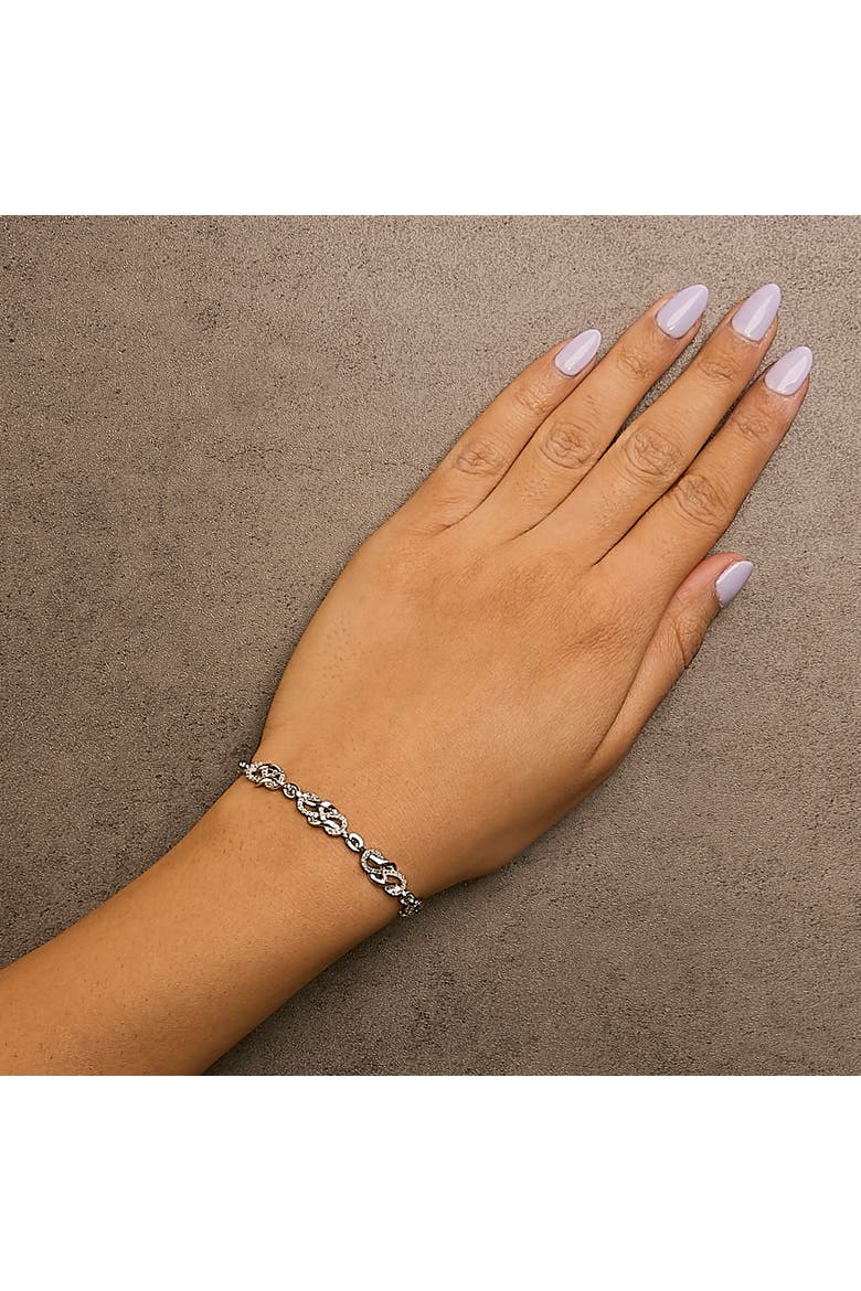 Silver 1.0 Cttw Diamond Infinity Loop and Swirl Link Bracelet, Alternate, color, White