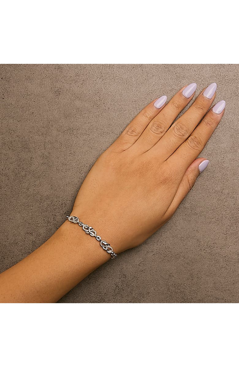 Haus of Brilliance Silver 1.0 Cttw Diamond Infinity Loop and Swirl Link Bracelet, Alternate, color, White