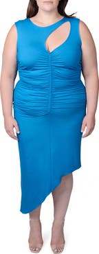 MAYES NYC Sarah Cutout Asymmetric Shirred Dress