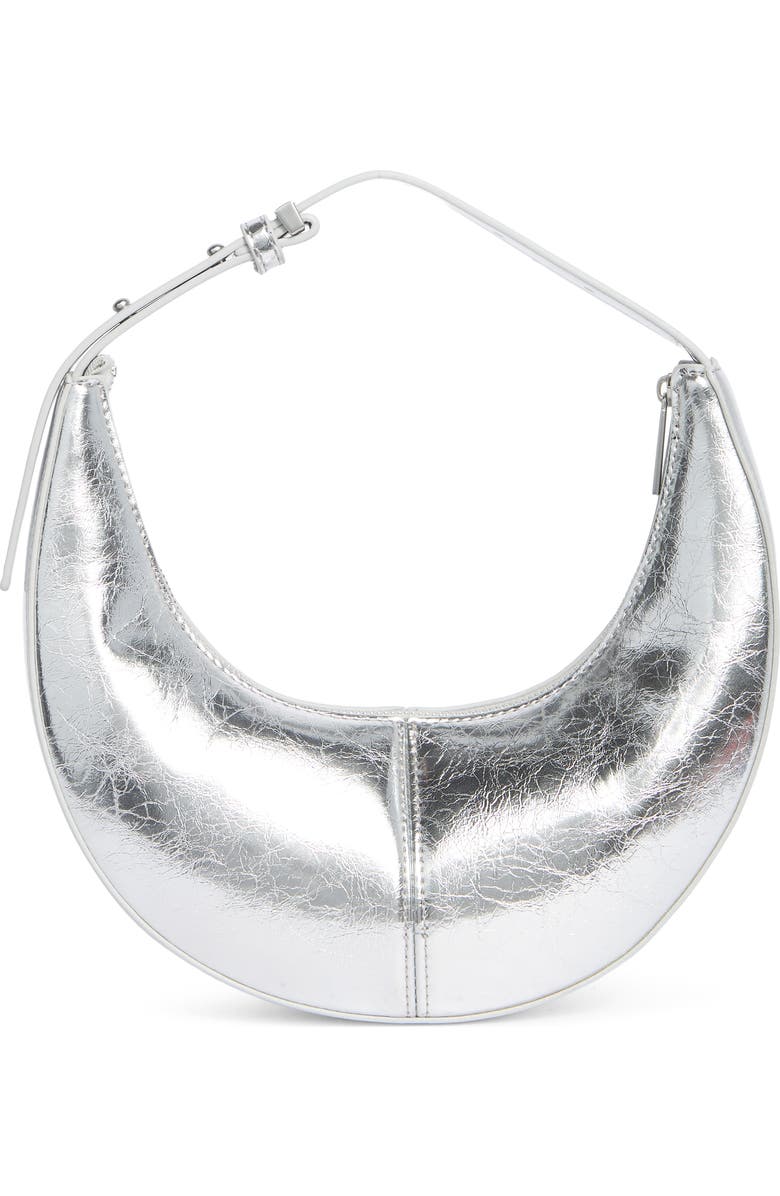 BCBG Skinny Crescent Mini Hobo Bag, Alternate, color, Silver