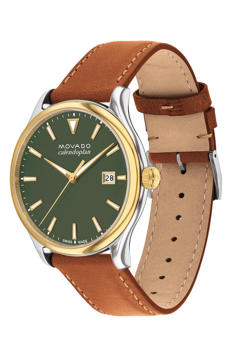 Movado Heritage Calendoplan Leather Strap Watch, 40mm, Alternate, color,