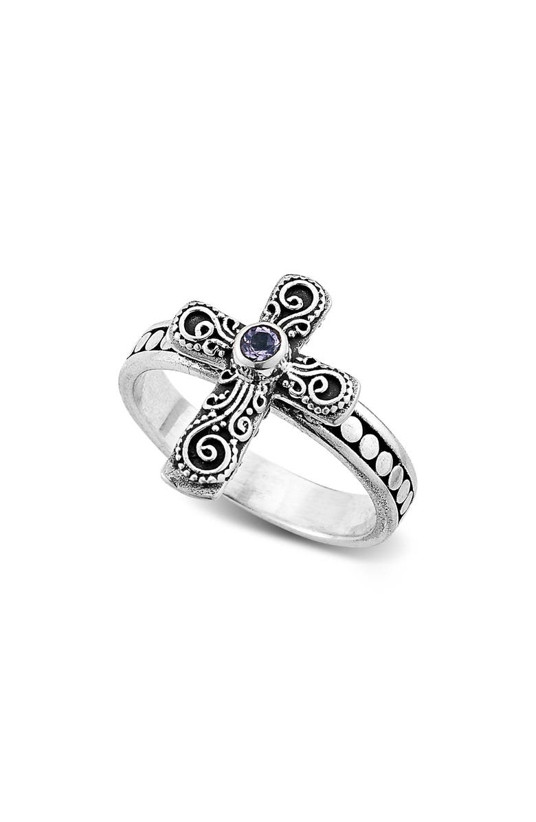 SAMUEL B. Amethyst Cross Ring, Main, color, Purple