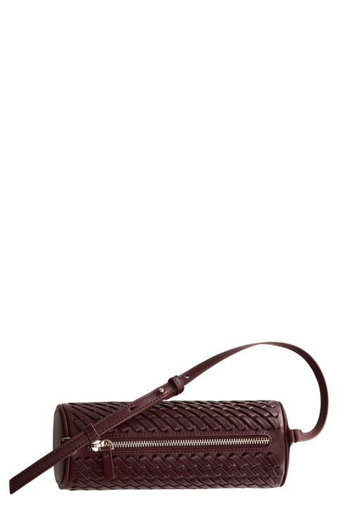 Lattice Effect Cylindrical Shoulder Bag