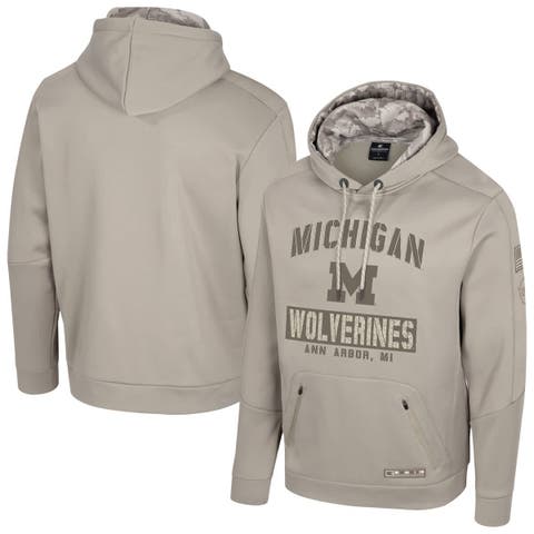 Men's Colosseum Oatmeal Michigan Wolverines Big & Tall Operation Hat Trick Battalion Hoodie Sweatshirt