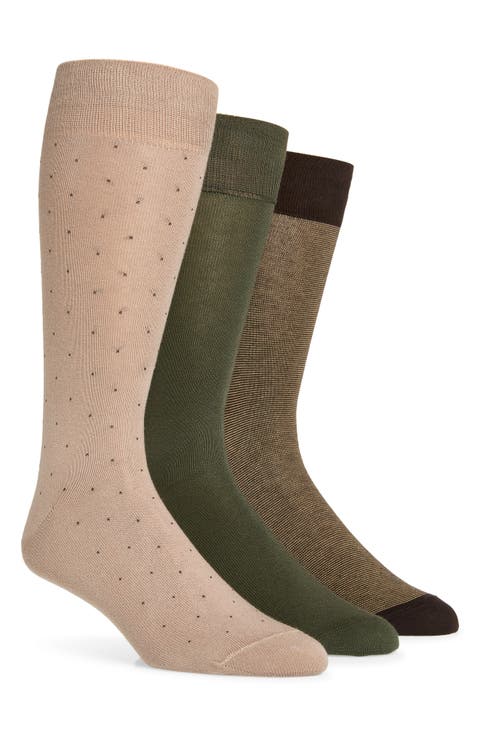 Assorted 3-Pack Cotton Blend Dress Socks