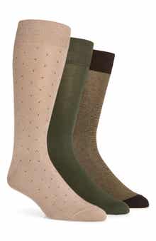 Assorted 3-Pack Cotton Blend Dress Socks