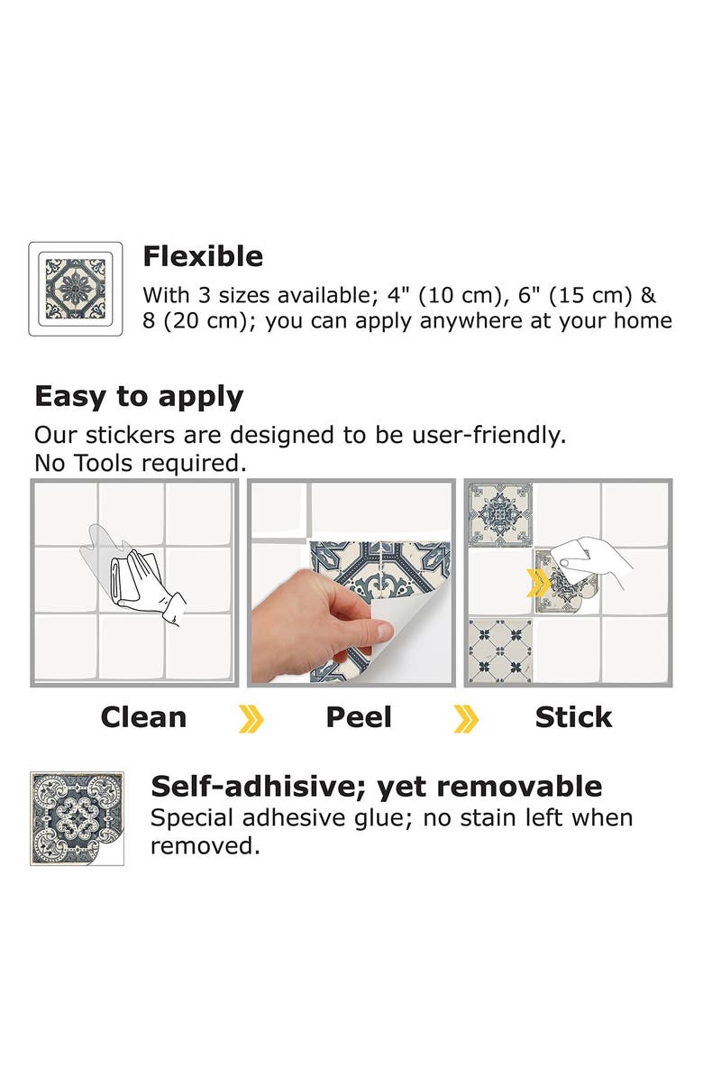 WALPLUS Blue Vintage Azulejo Wall Sticker Decal, Alternate, color, 