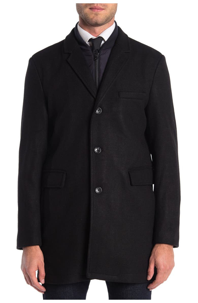 Michael Kors Ghent Felted Slim Fit Dickey Coat, Alternate, color, Black