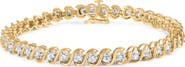 Haus of Brilliance 10K Yellow Gold 3 cttw Round-Cut Diamond Spiral Link 7.50" Bracelet