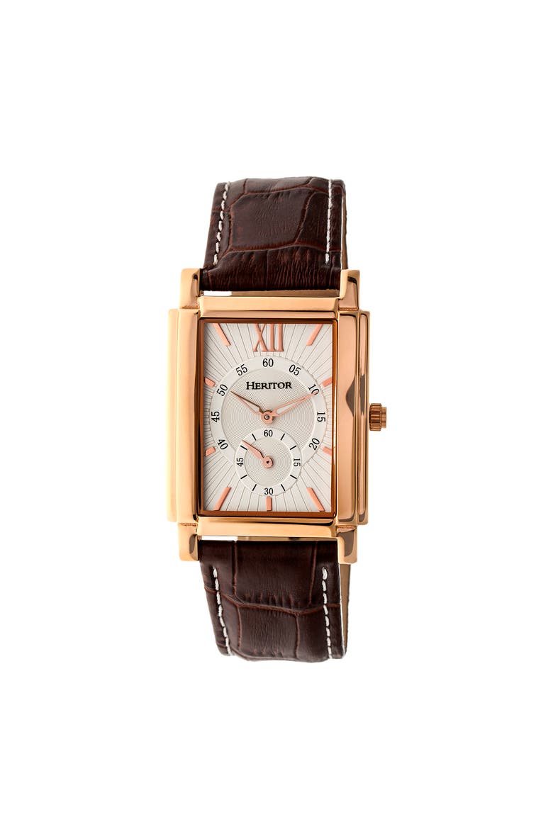 Frederick Leather-Band Watch, Main, color, Rose Gold/Silver