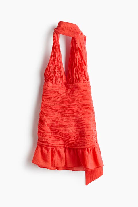 Ruched Scarf-detail Dress