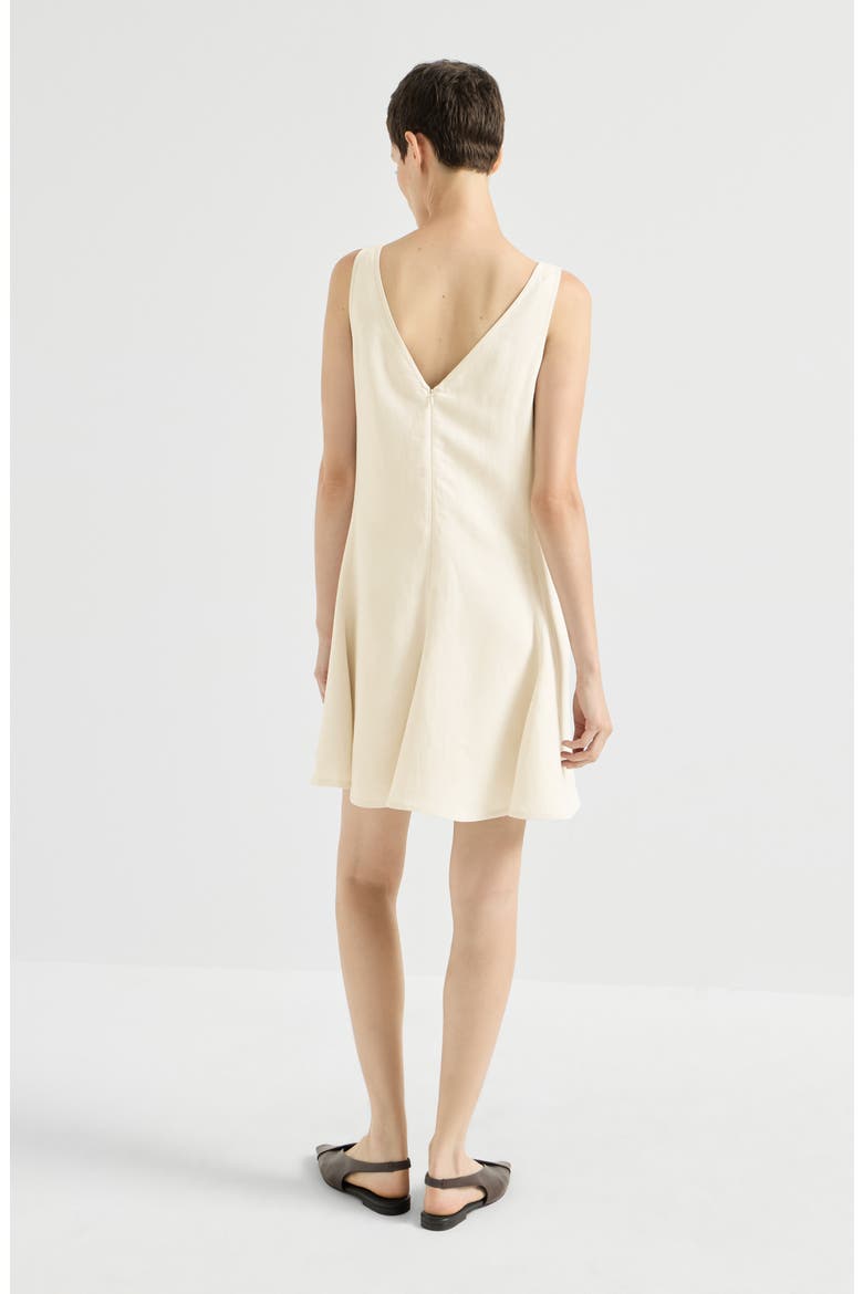 Viscose and linen fluid twill mini dress, Alternate, color, Ivory
