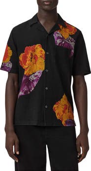 AllSaints Nouvelle Floral Linen & Cotton Camp Shirt