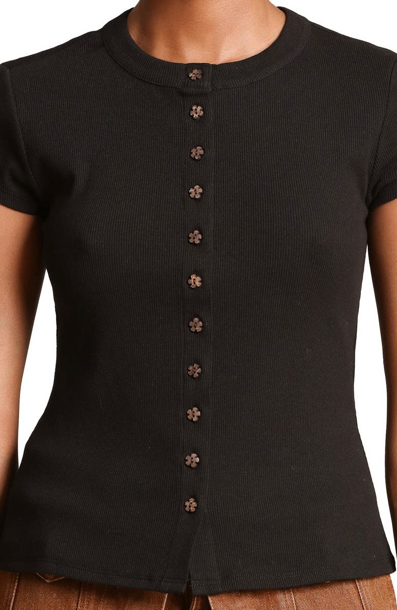 Avec Les Filles Crewneck Rib Top, Alternate, color, Black