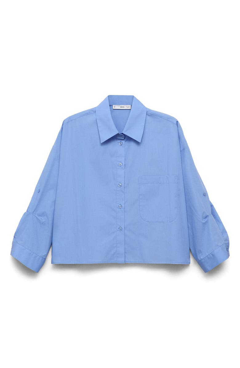 MANGO Oversize Button-Up Shirt, Alternate, color, Blue