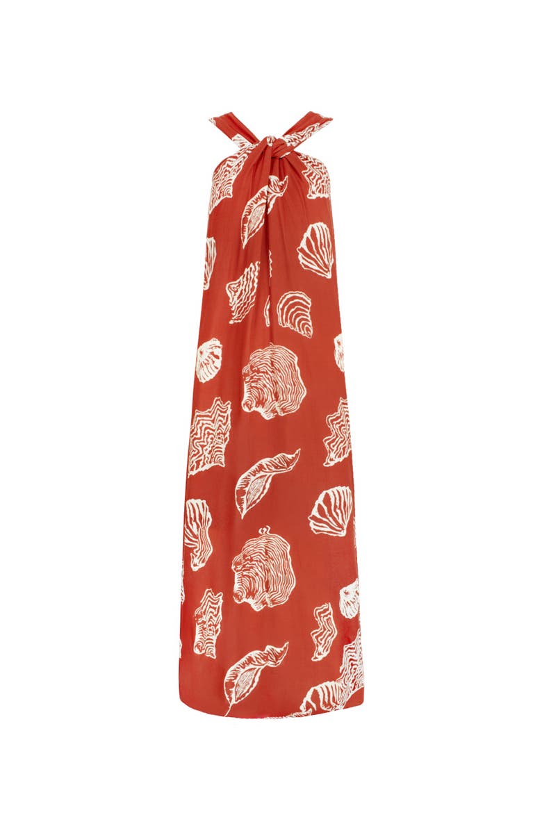 Ro&Zo Shell Print Twist Neck Dress, Alternate, color, Rust