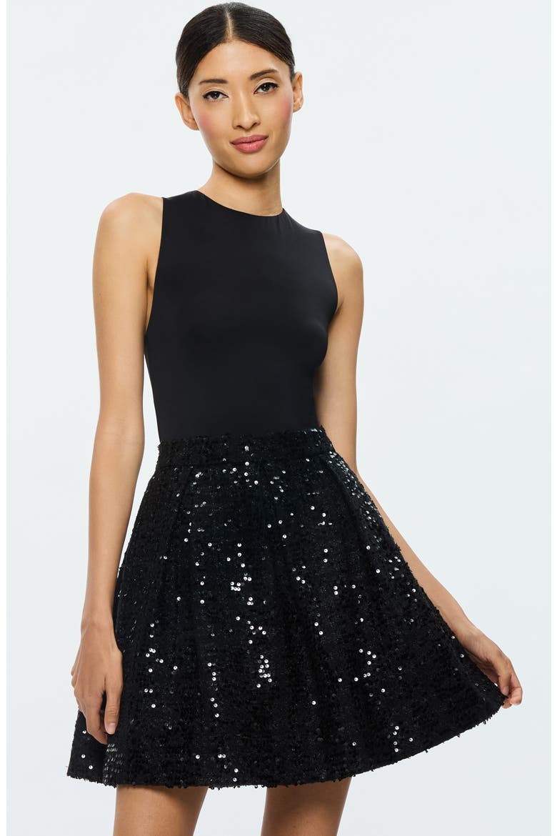 Chara Sequin Sleeveless Minidress, Alternate, color, BLACK