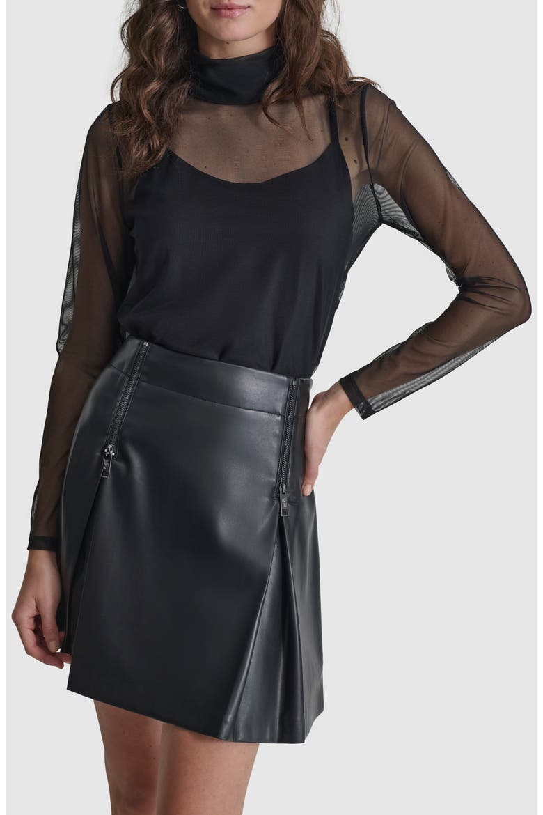 Turtleneck Mesh Top, Main, color, BLACK