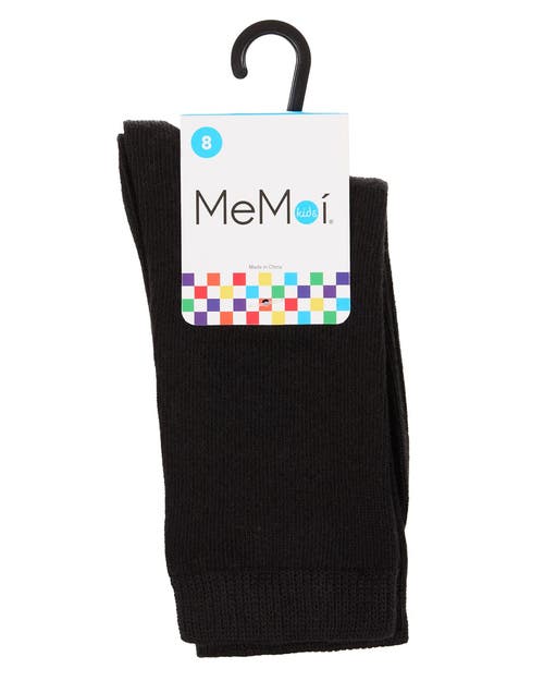 Memoi Kids' Basic Cotton Blend Crew Socks In Black