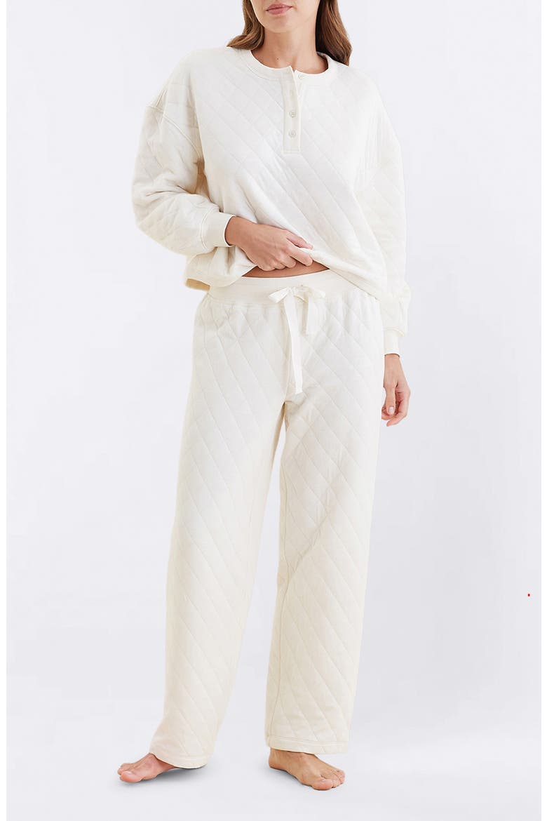 Quilted Cotton Pajamas, Alternate, color, ECRU