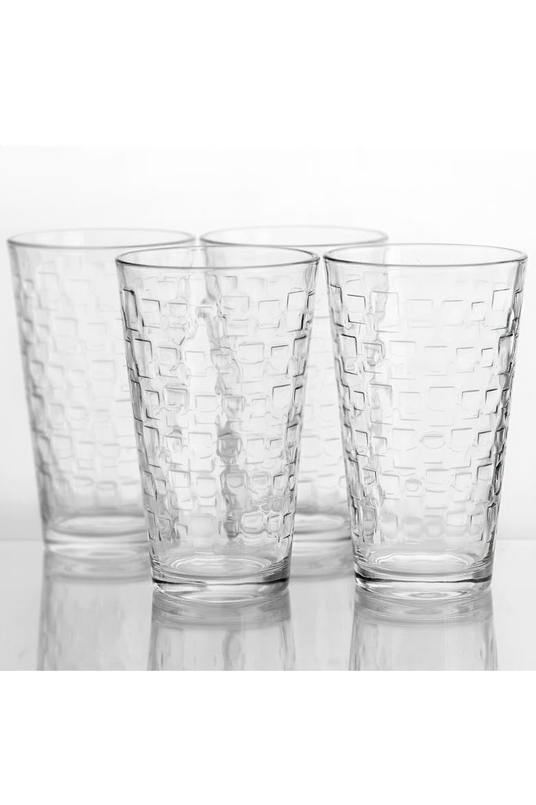 Great Foundations 4-Piece 16 oz. Tumbler Set, Square Pattern, Alternate, color, Clear