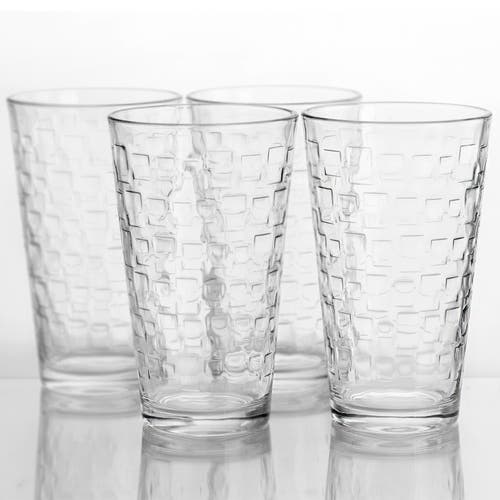Gibson Home Great Foundations 4-piece 16 Oz. Tumbler Set, Square Pattern In Transparent