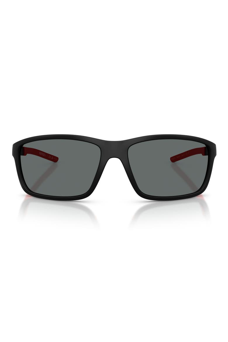 65mm Oversize Polarized Pillow Sunglasses, Main, color, MATTE BLACK / POLAR GREY