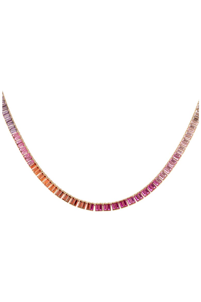 Pink Ombré Baguette Tennis Necklace, Alternate, color, Yellow