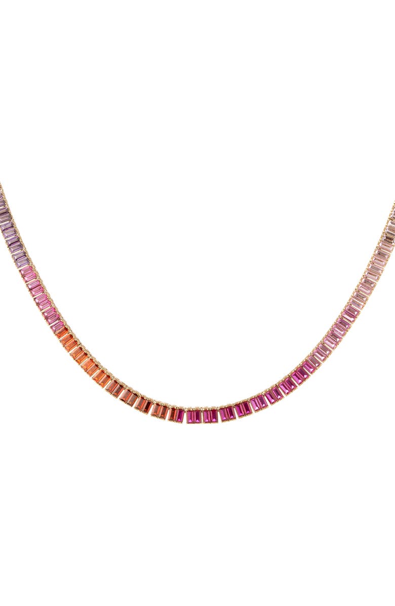 Aurate New York Pink Ombré Baguette Tennis Necklace, Alternate, color, Yellow