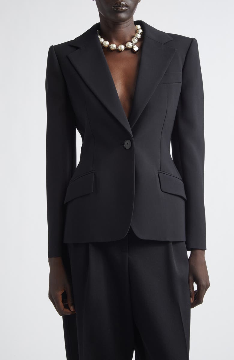 Givenchy Crepe Cady Blazer, Main, color, Black