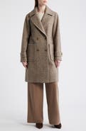 BCBG Double Breasted Wool Blend Herringbone Coat