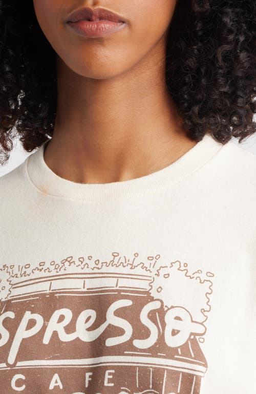 Vinyl Icons Espresso Crop Cotton Graphic T-shirt In White