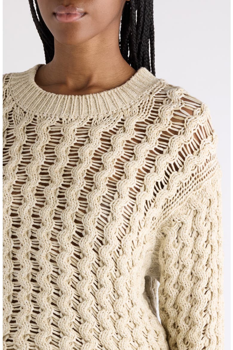 Aurelys Cotton Open Stitch Sweater, Alternate, color, ECRU