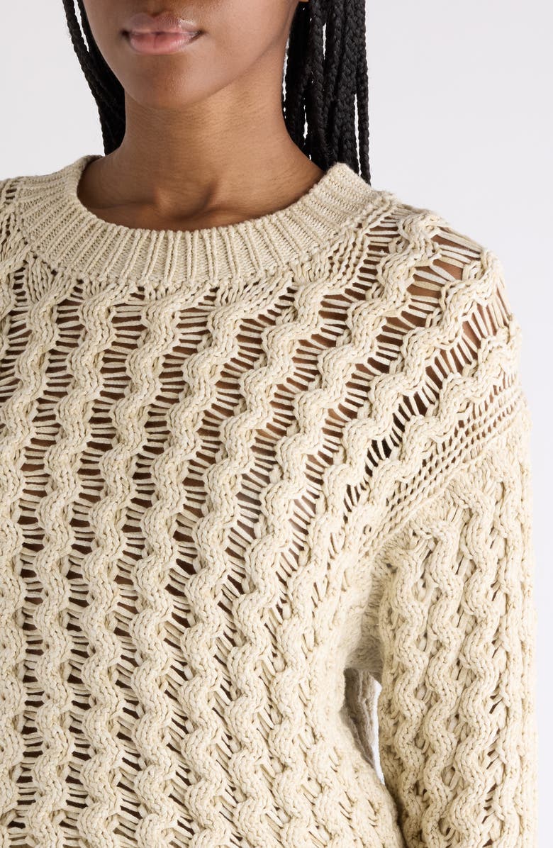 Isabel Marant Aurelys Cotton Open Stitch Sweater, Alternate, color, Ecru