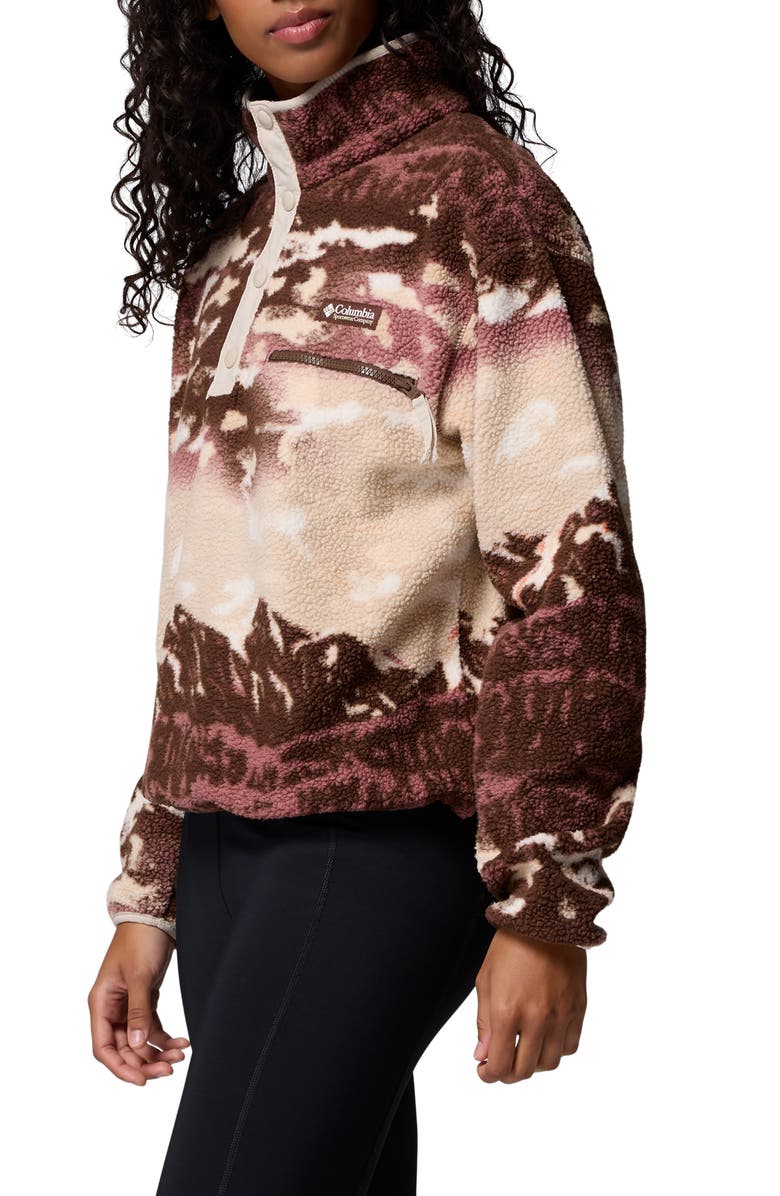Columbia Helvetia II Print Crop Fleece Pullover, Alternate, color, Tobacco Sisters Dark Stone