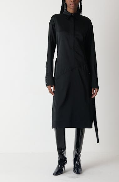 オールインワン・サロペット Proenza Schouler Printed Long Sleeve Shirtdress Proenza Schouler Andy Belted Long Sleeve Satin Shirtdress