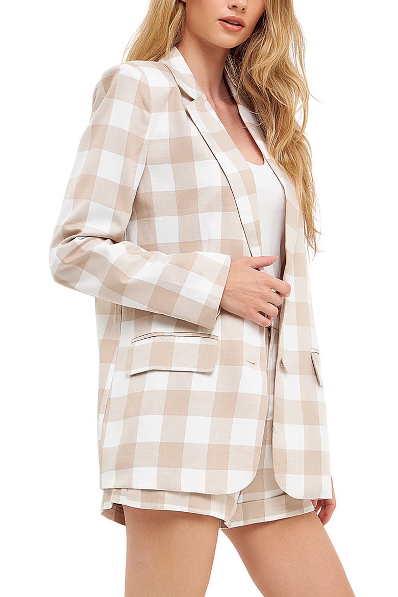 Gingham Check Blazer, Alternate, color, TAUPE