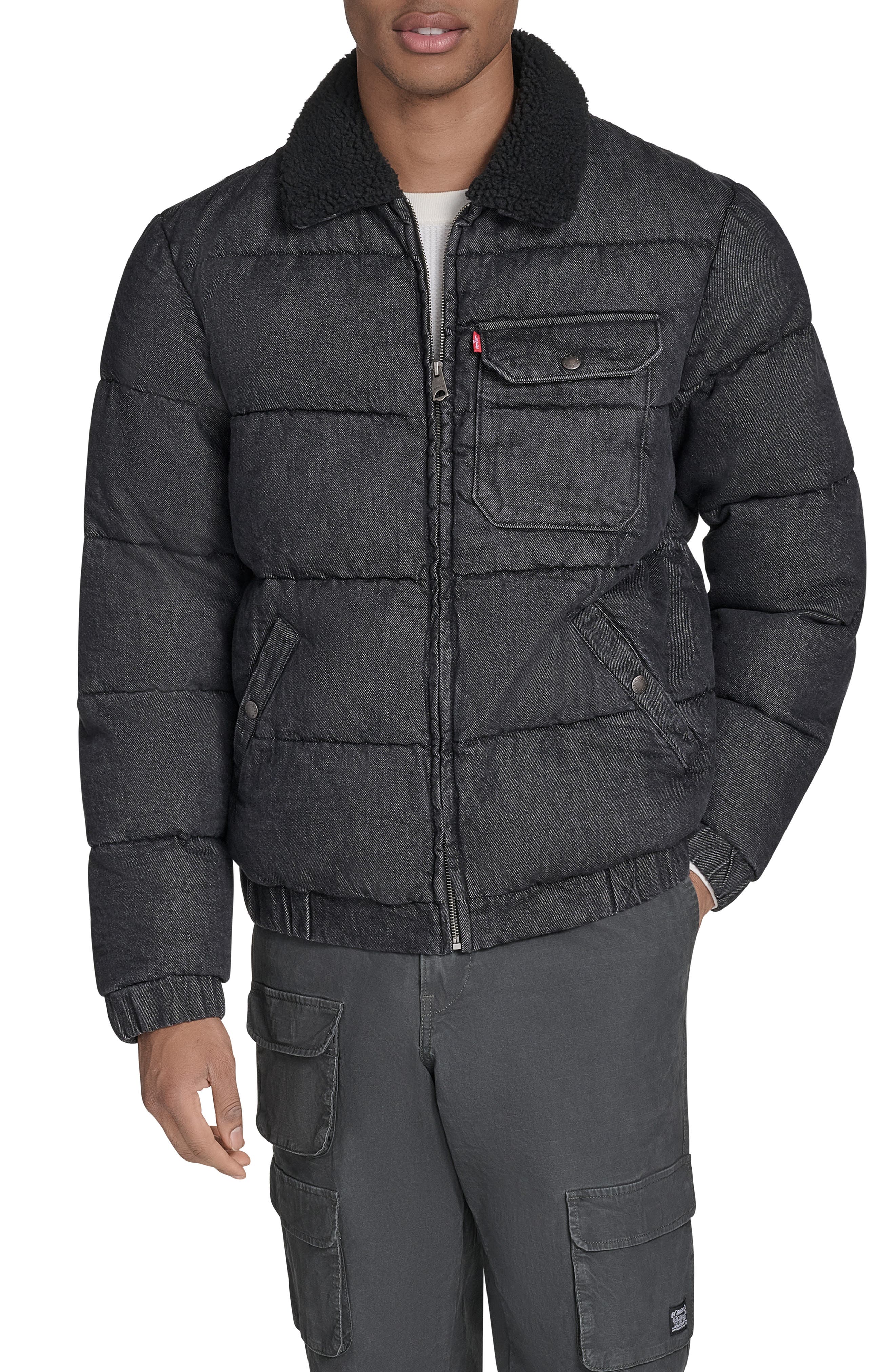 Levi's Quilted Denim Jacket with Fleece Collar