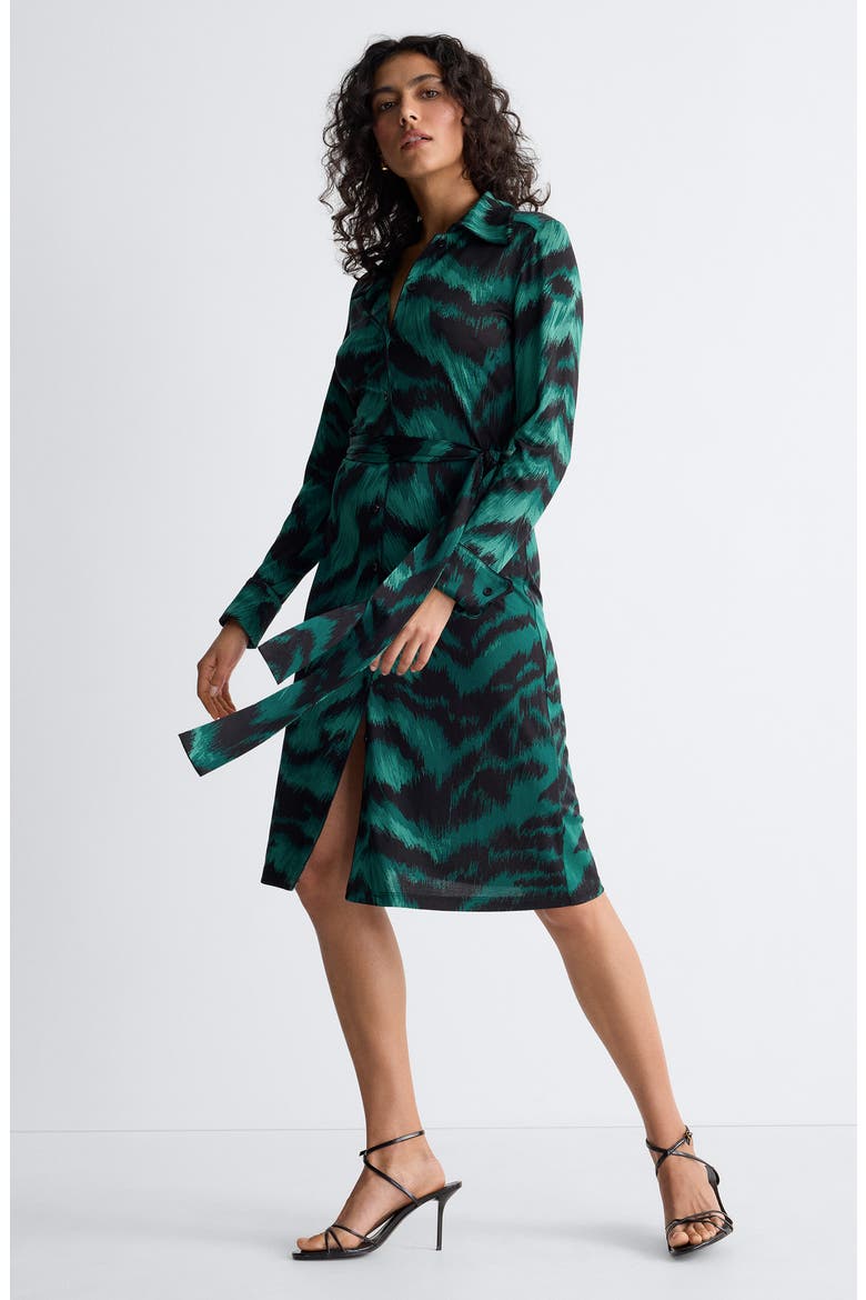 Diane Tiger Pattern Shirtdress, Alternate, color, PALACE TIGER BIG NOTTE GREEN