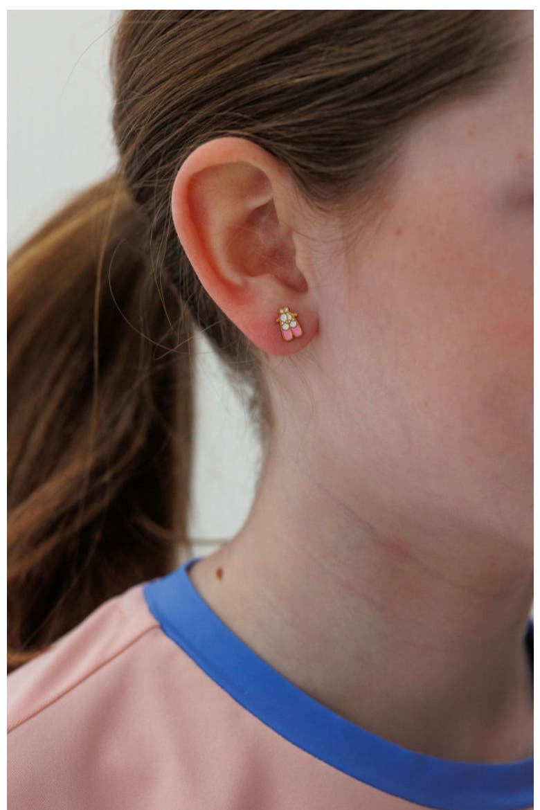 Ballet Slipper Stud Earrings, Alternate, color, Pink
