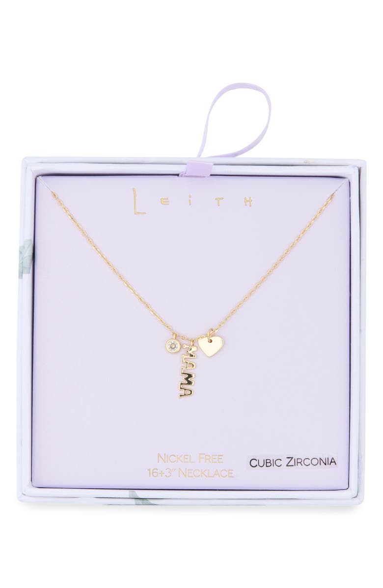 Leith Mama Charm Necklace, Main, color, Clear- Gold
