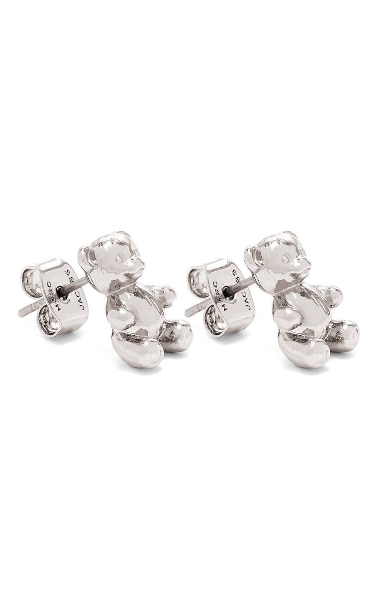 Marc Jacobs Teddy Bear Stud Earrings, Alternate, color, Light Antique Silver