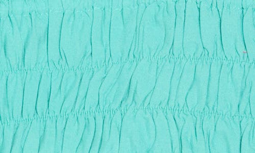 Elan Tie Strap Smocked Crop Top In Aqua
