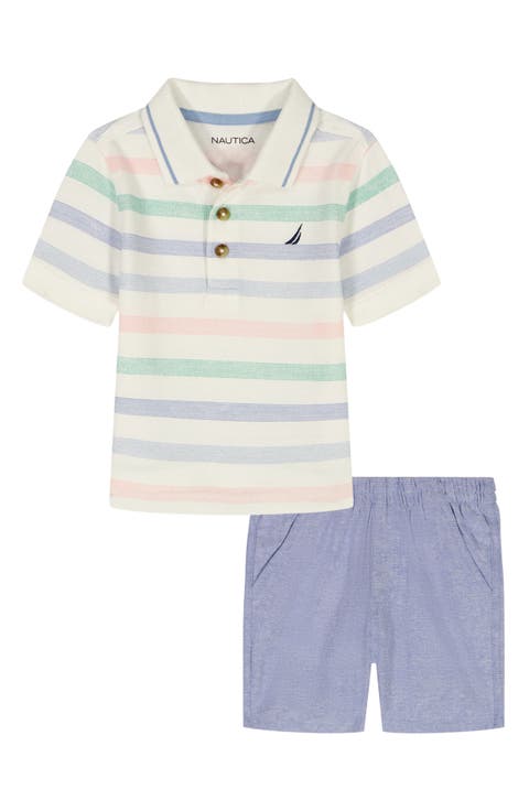 Kids' Stripe Polo & Pull-On Shorts Set (Toddler & Little Kid)