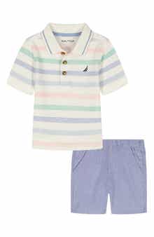 Nautica Kids' Stripe Polo & Pull-On Shorts Set