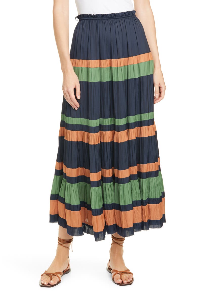 Avelina Stripe Skirt, Main, color, MIDNIGHT